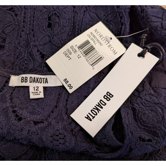 BB Dakota sz 12 Dress Fit & Flare blue sleeveless tank lined sheer O3 - Picture 5 of 5